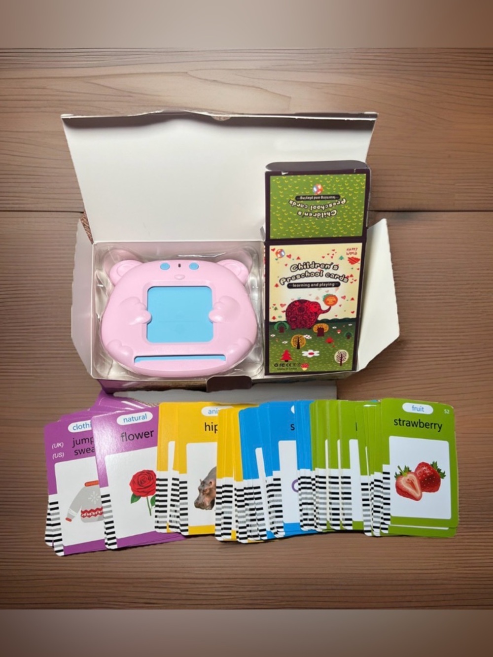 NEW Card Early Education Device 12+Months Learn English Language Speech Toy Pink